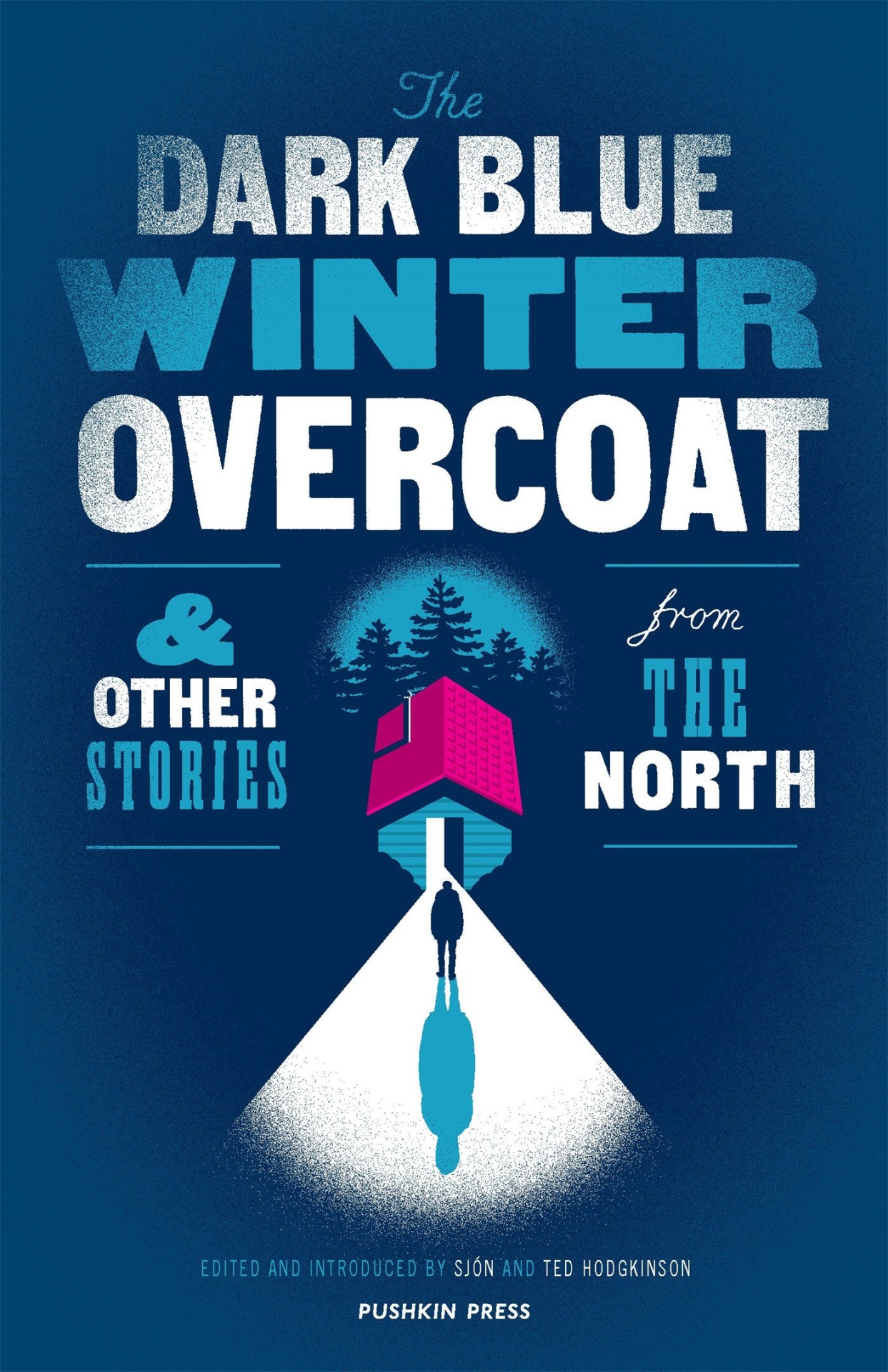 The Dark Blue Winter Overcoat Capa de livro azul escuro com texto e ilustração