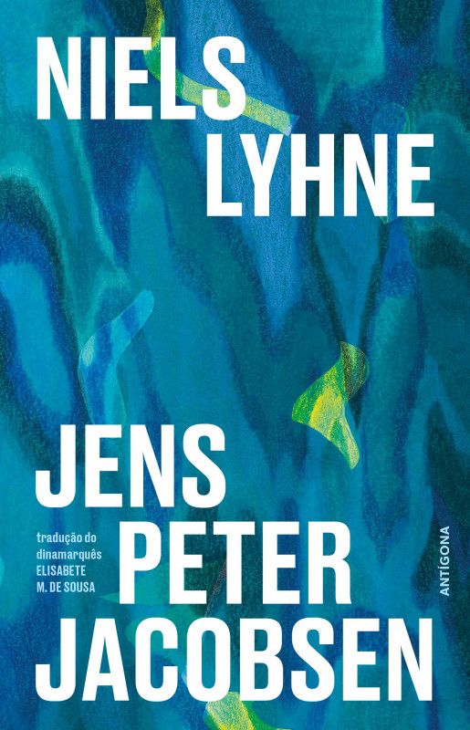 Niels Lyhne Capa de livro azul e verde com texto branco NIELS LYHNE e JENS PETER JACOBSEN