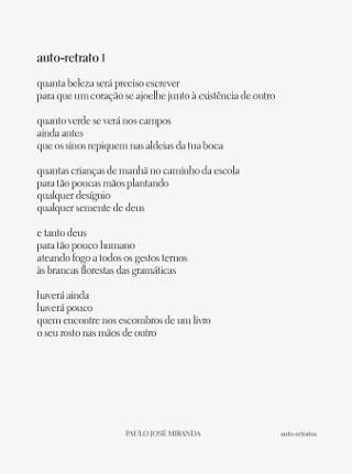Auto-retratos poema auto-retrato 1 de PAULO JOSÉ MIRANDA em texto preto sobre fundo branco