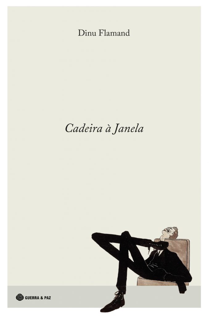 CADEIRA À JANELA Capa de livro 'Cadeira à Janela' de Dinu Flamand com ilustração de pessoa sentada