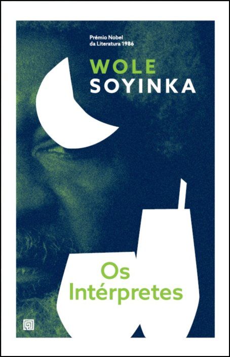 Os Intérpretes Capa de livro azul escuro com texto e formas geométricas brancas e verdes