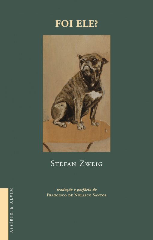 Foi Ele? Capa de livro com imagem de cão sentado e texto em verde escuro.