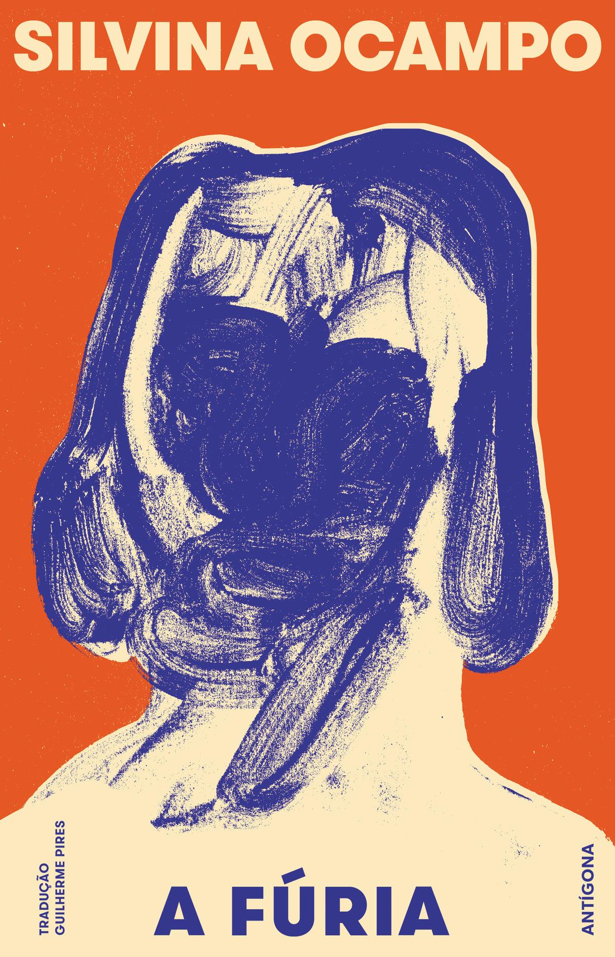 A Fúria e Outros Contos Capa de livro 'A FÚRIA' com ilustração abstrata de rosto em azul e fundo laranja