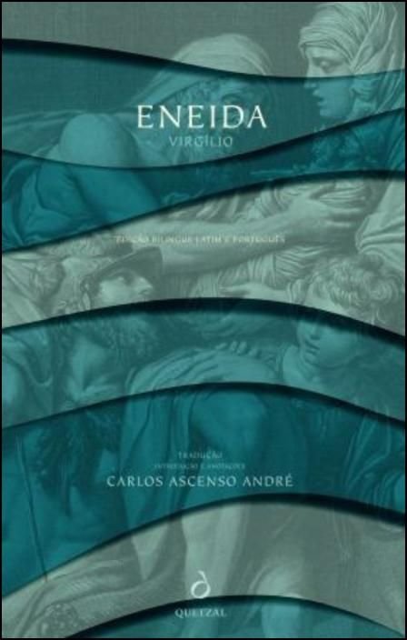 Eneida Capa do livro Eneida Virgílio com ilustração artística em azul e cinzento