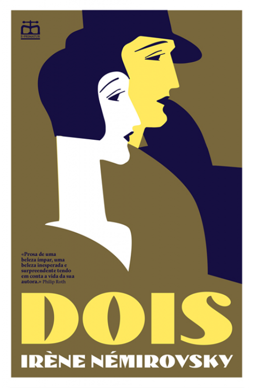 Dois Capa de livro com ilustração de duas figuras em perfil e texto DOIS IRÈNE NÉMIROVSKY.