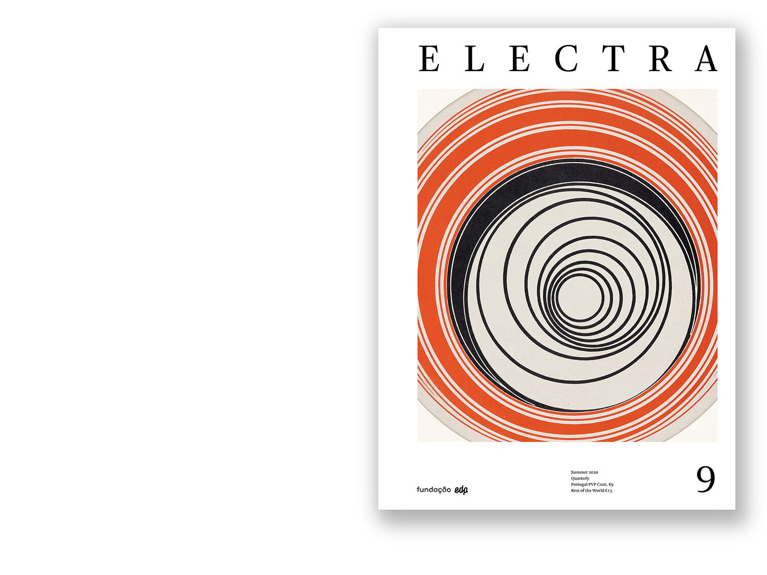 Electra 9 / velocidade Pôster com círculos concêntricos em preto e laranja, texto ELECTRA e número 9.
