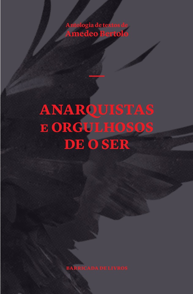 Anarquistas e Orgulhosos de o Ser Capa de livro com asas de pássaro pretas e texto vermelho