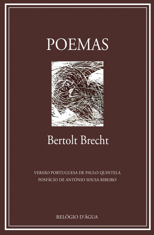Poemas Capa de livro POEMAS de Bertolt Brecht com fundo castanho e texto branco