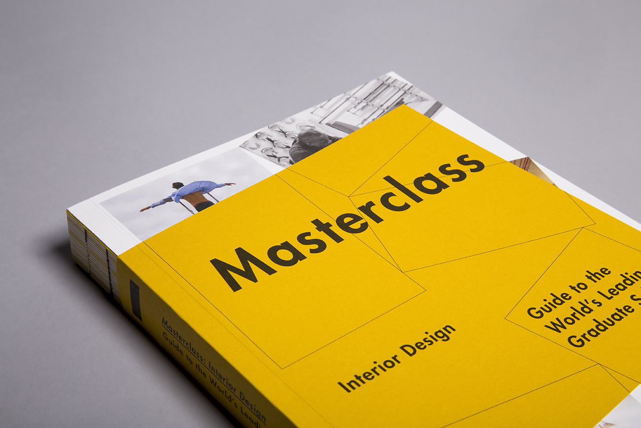 Masterclass Interior Design Livro 'Masterclass Interior Design' com capa amarela sobre superfície cinzenta
