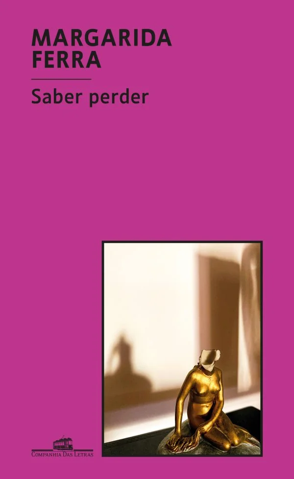 SABER PERDER Capa de livro com título Saber perder e imagem de escultura dourada