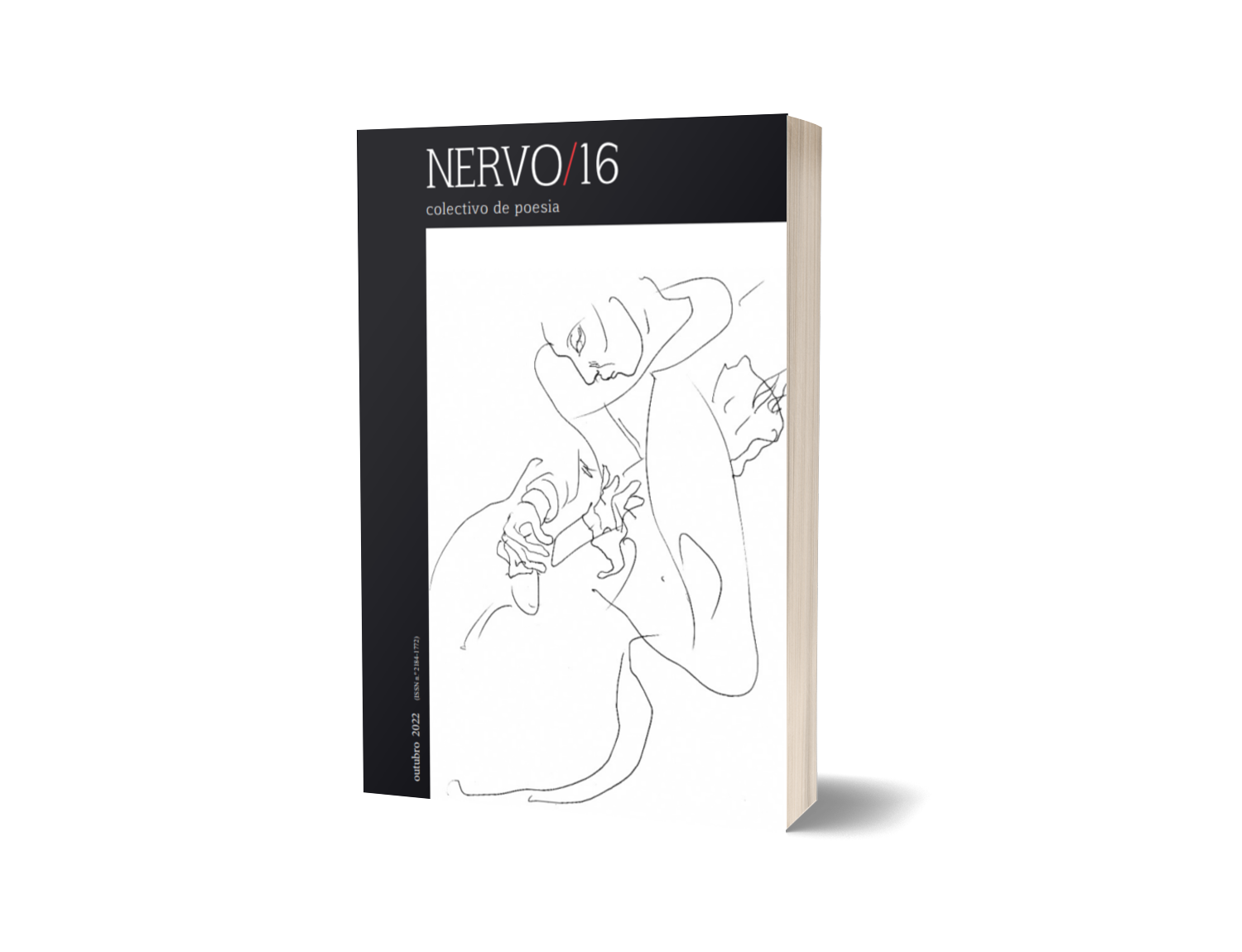 NERVO / 16 Livro NERVO/16 colectivo de poesia com capa preta e branca e desenho abstrato