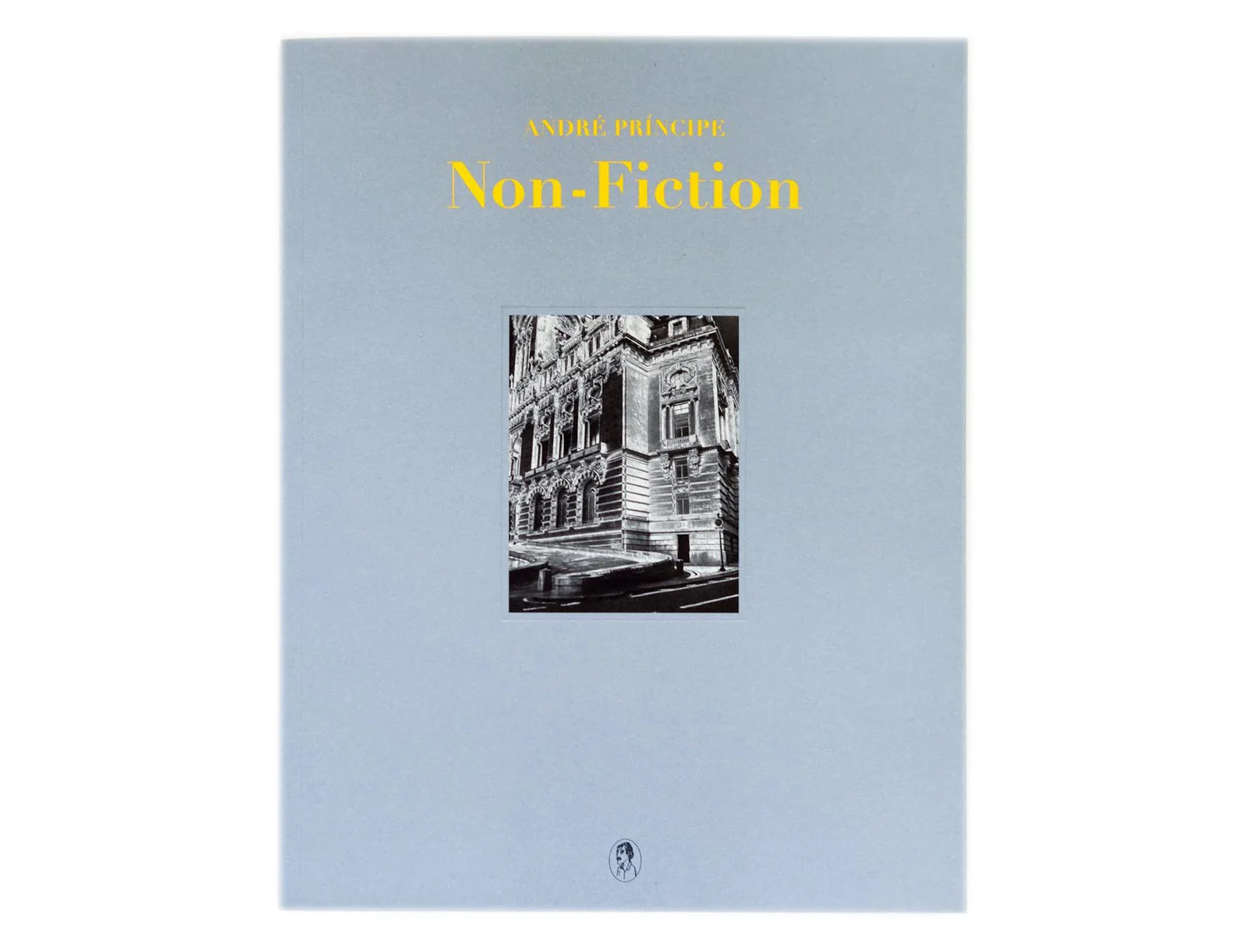 NON-FICTION Capa de livro azul claro com foto de edifício em preto e branco e texto amarelo