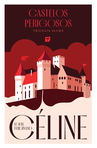 Castelos Perigosos Capa de livro com castelo vermelho e rosa e texto em letras vermelhas e pretas.