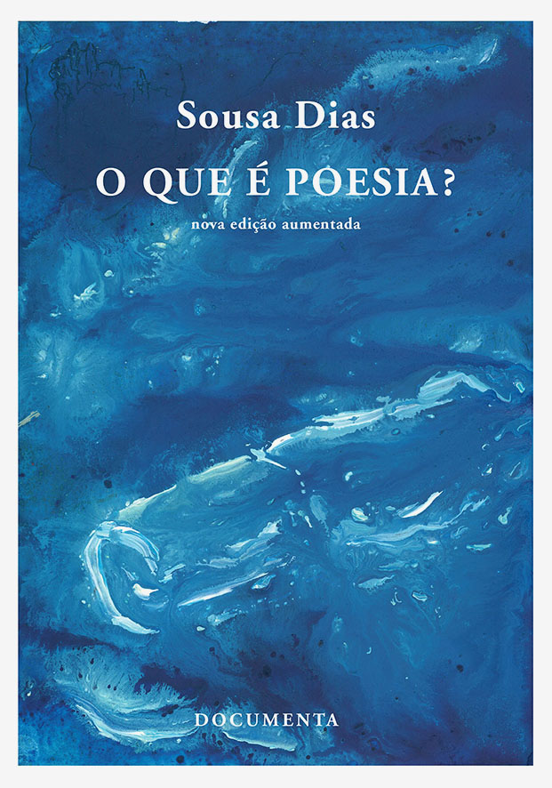 O Que é Poesia? Capa de livro azul com texto em branco