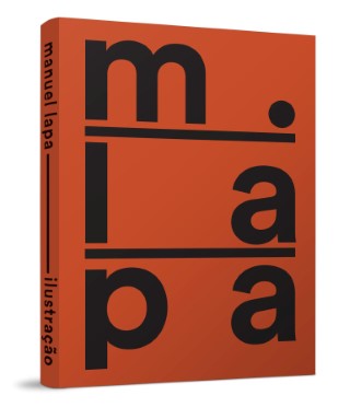 Manuel Lapa - Ilustração Capa laranja de livro com texto preto grande e texto lateral com nome do autor e ilustração