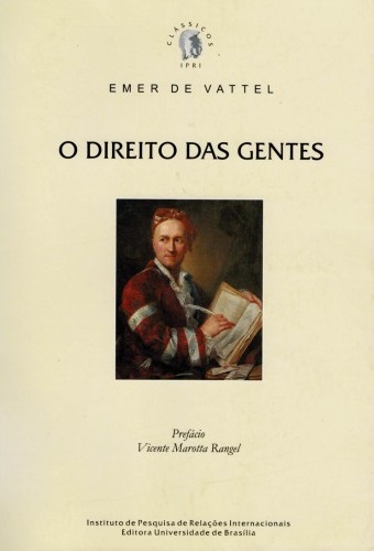 O Direito Das Gentes Capa do livro 'O DIREITO DAS GENTES' com pintura de homem e texto informativo