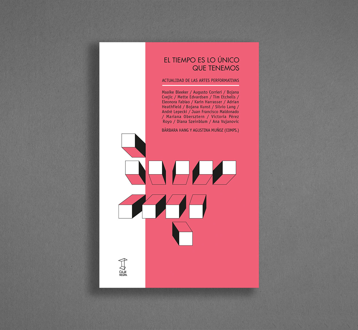 El tiempo es Lo único que tenemos Capa de livro vermelho e branco com design geométrico e texto em castelhano