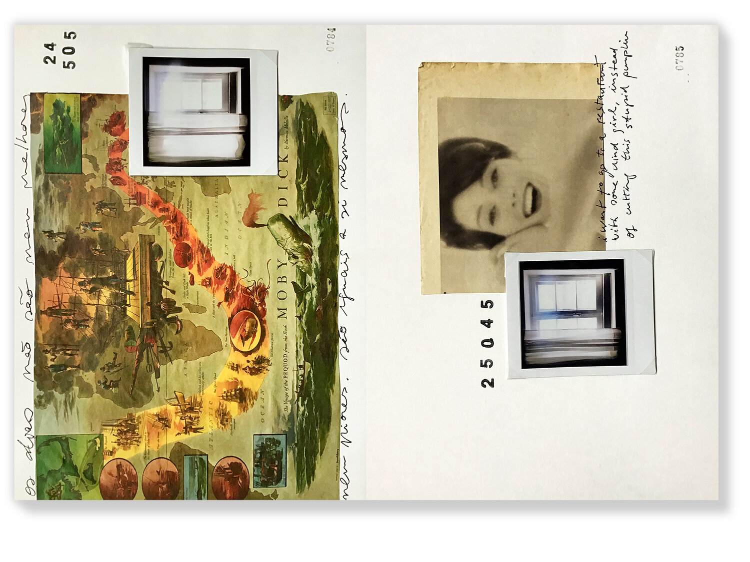 Electra 9 / velocidade Páginas de livro com colagens de fotografias, mapas e texto manuscrito