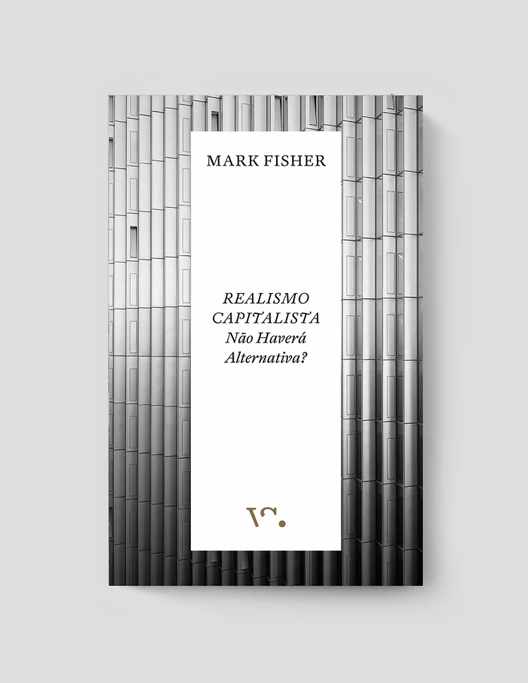 Realismo Capitalista Capa de livro com padrão metálico cinza e texto branco centralizado