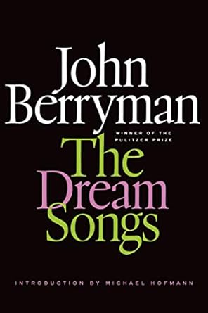 THE DREAM SONGS Capa de livro The Dream Songs de John Berryman com fundo preto e texto colorido