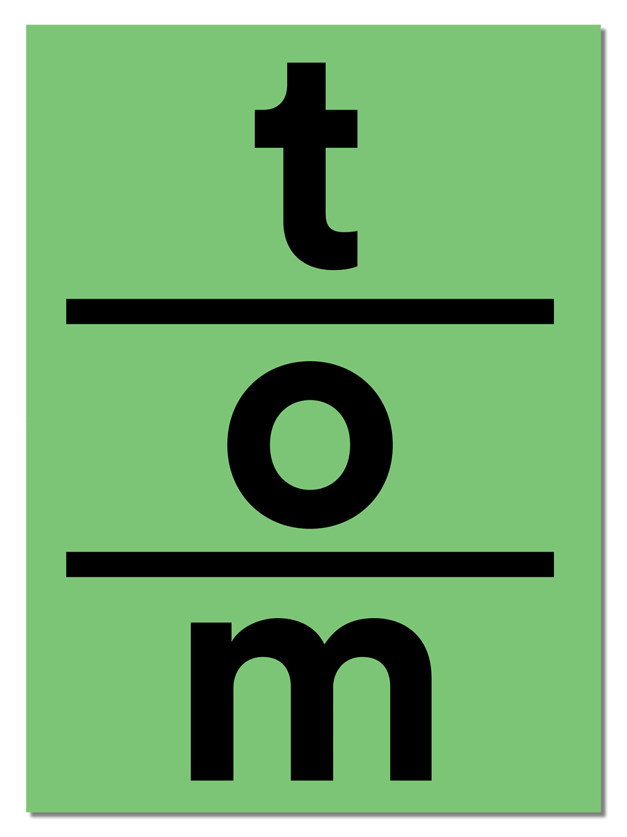 Tom Cartaz verde com texto 't o m' em preto