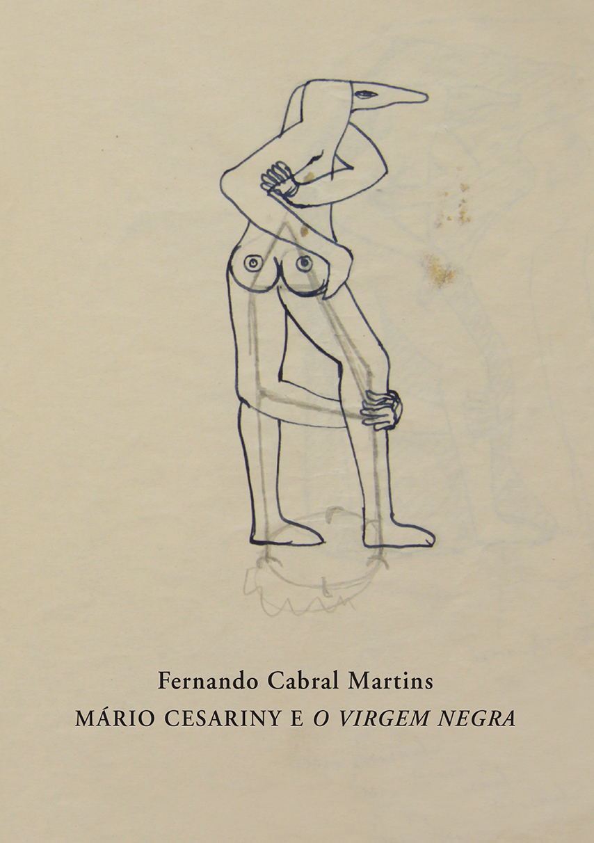 Mário Cesariny e o Virgem Negra Capa de livro com desenho a tinta e texto em fundo creme