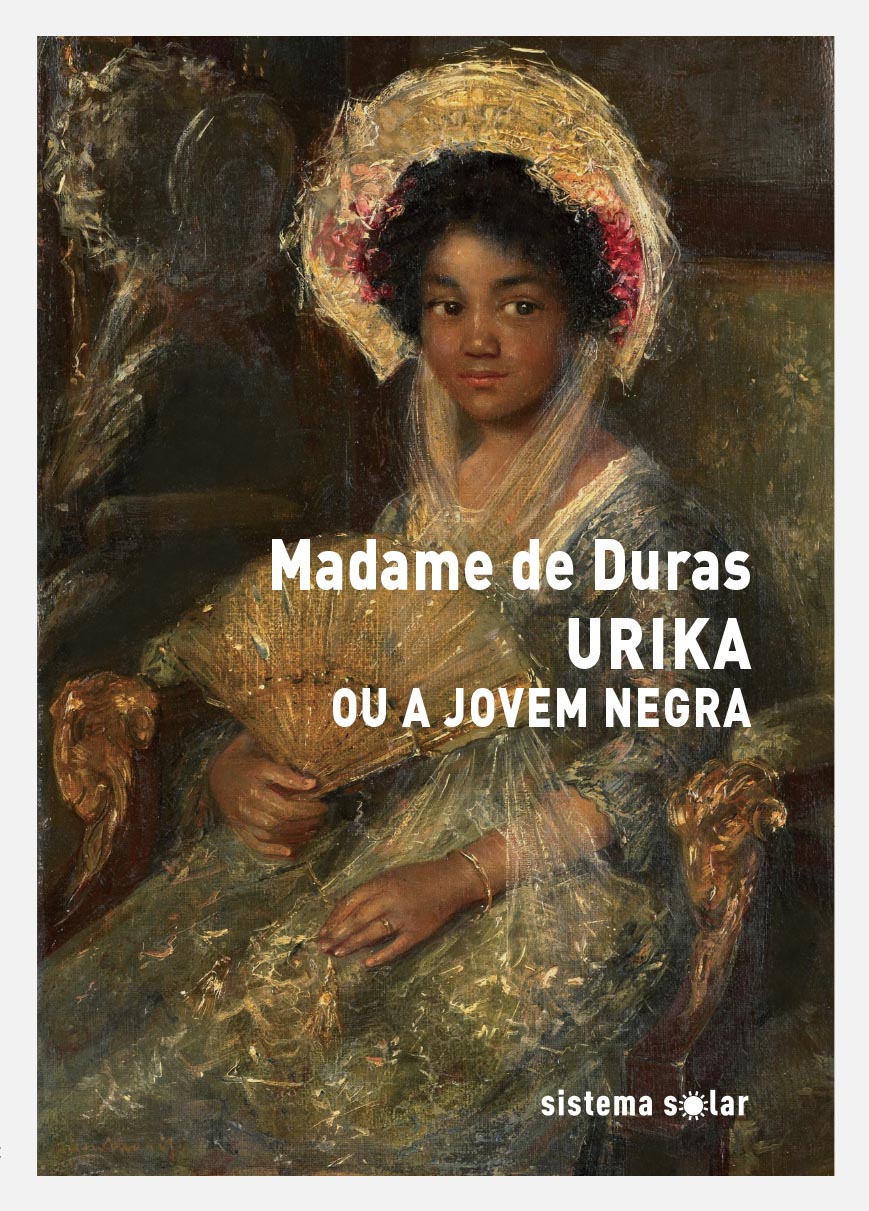 URIKA OU A JOVEM NEGRA Capa do livro 'Urika ou a Jovem Negra' com pintura de jovem negra em vestido dourado e chapéu