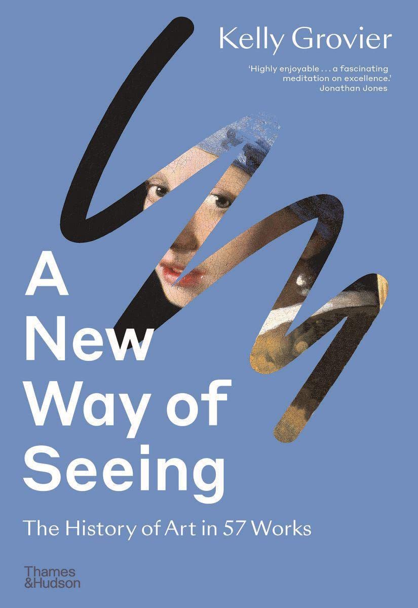 A New Way of Seeing: The History of Art in 57 Works Capa de livro azul com título branco e imagem de pintura no meio das letras W e M