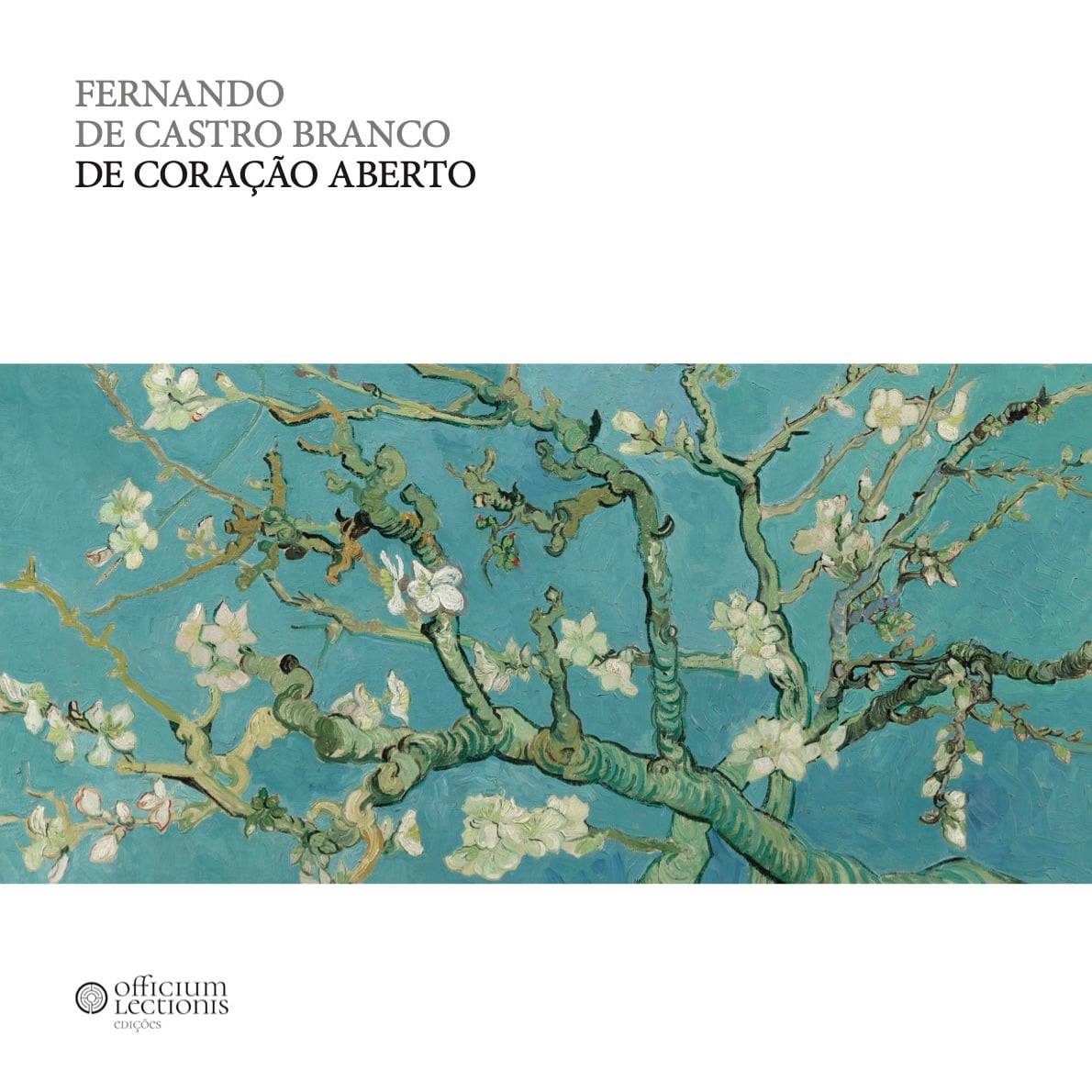 De Coração Aberto Capa de livro com pintura de galhos e flores e texto de título e autor