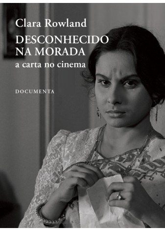 DESCONHECIDO NA MORADA - A CARTA NO CINEMA Capa de livro ou cartaz em preto e branco com mulher segurando papel e texto em português.