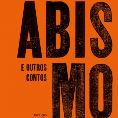 Capa de livro laranja com texto preto ABISMO E OUTROS CONTOS