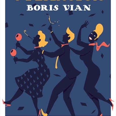 Capa azul escura de livro com título e ilustrações de figuras dançando em amarelo e azul