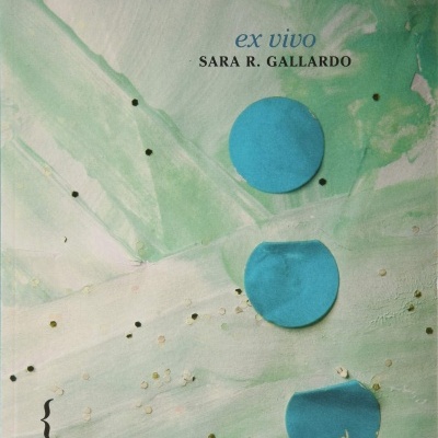 Capa de livro com círculos azuis e texto ex vivo SARA R. GALLARDO