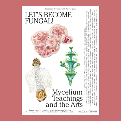 Capa de livro com ilustrações de fungos e texto LET'S BECOME FUNGAL!