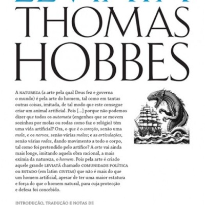Capa do livro Leviatã de Thomas Hobbes com figura de criatura composta por pessoas