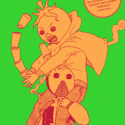 Capa de livro verde com ilustração de duas figuras caricatas e texto em português sobre sucessos e autor Luís Barreto.