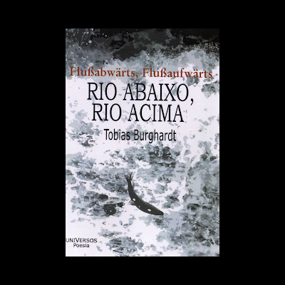 Capa de livro com texto em alemão e português e imagem abstrata de água e um peixe preto.