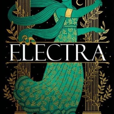 Capa de livro Electra de Jennifer Saint com figura feminina e colunas