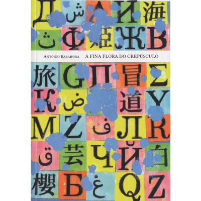 Capa de livro com padrões coloridos e texto central