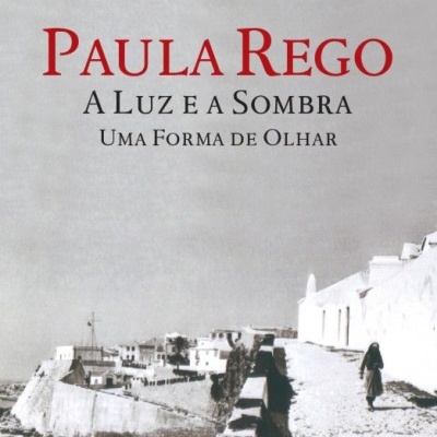 Capa de livro com fotografia a preto e branco e texto sobre Paula Rego