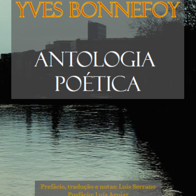 Capa do livro Antologia Poética de Yves Bonnefoy com fundo de edifícios e água