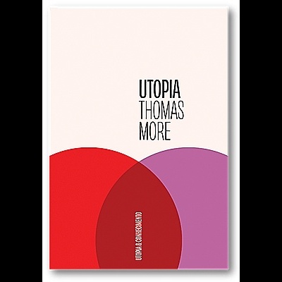 Capa de livro UTOPIA THOMAS MORE com design geométrico em vermelho e lilás