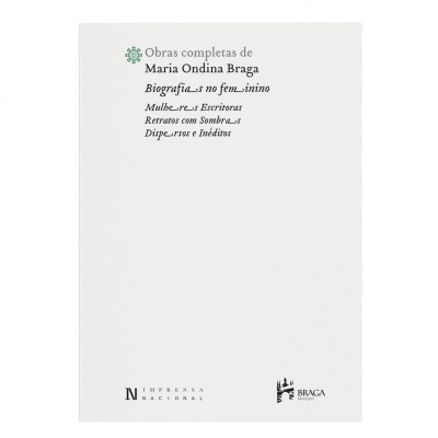 Capa branca de livro 'Obras completas de Maria Ondina Braga' com texto e logos de editoras