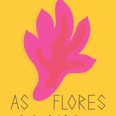 Capa de livro amarela com ilustração rosa e texto de título e autor