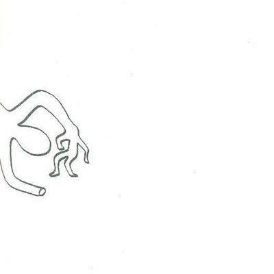 Desenho minimalista a preto num fundo branco com braço e mão estilizados.