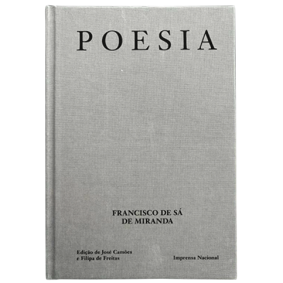 Livro capa dura cinza com texto 'POESIA' e autores na capa