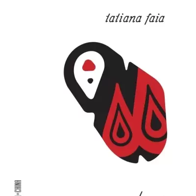 Capa de livro branca com figura abstrata a preto e vermelho e texto em português.