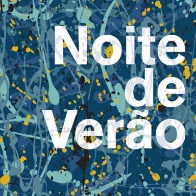 Capa do livro 'Noite de Verão' com fundo azul e manchas abstratas coloridas