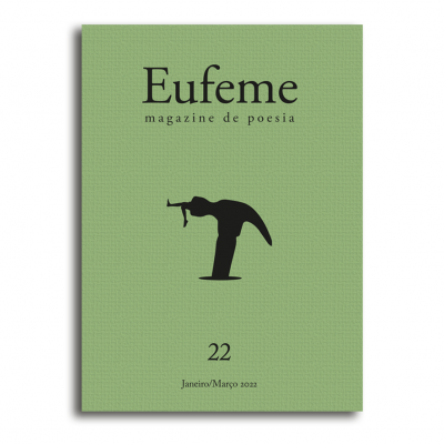 Capa verde da revista Eufeme com ilustração preta de figura masculina e texto editorial