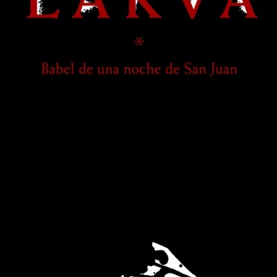 Capa de livro negra com título vermelho e ilustração abstracta em preto e branco